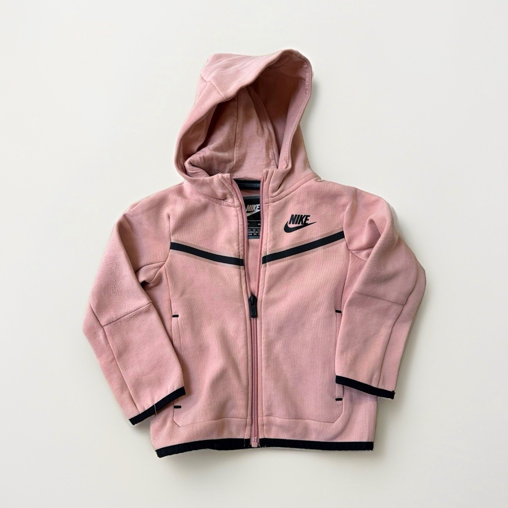 Nike Tech Toddler Hooded Full Zip Jacket Pink/Black 2T Logo Pre-Owned Good FLAW